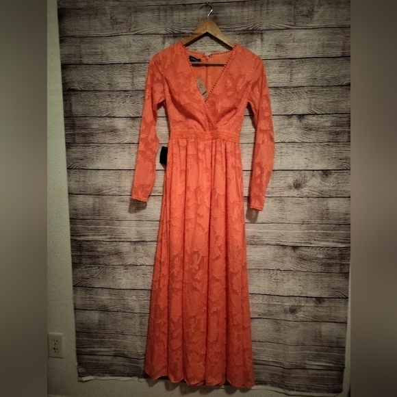 Bebe Size 0 salmon pink mid sleeve maxi dress - Picture 1 of 8